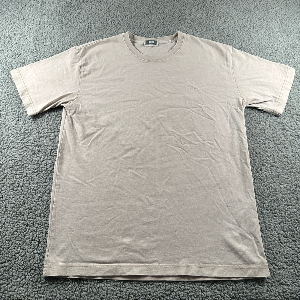 Kith Tee Shirt Mens M Box Logo Short Sleeve Crew Neck Beige Classic